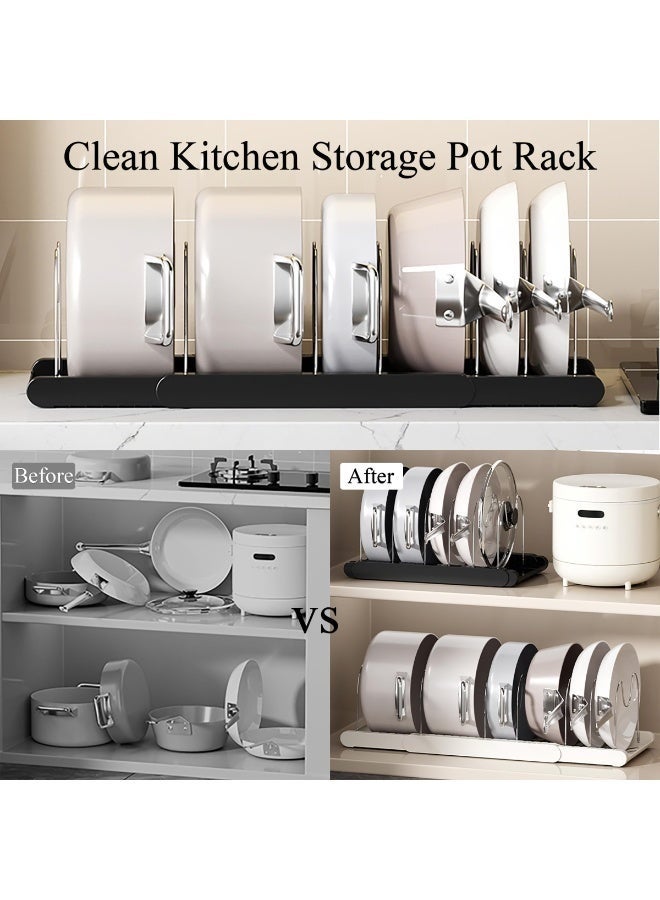 Arabest Pot Rack : Pots and Pans Organizer Under Cabinet 7 Adjustable Compartment Expandable Pot Lid Holder for Kitchen Cookware, Bakeware, Lid, Dishes, Cutting Boards,Black - Image 3